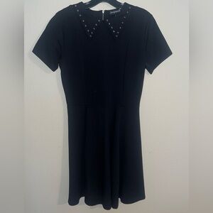 Sourpuss Black Mini Dress with Embellished Collar